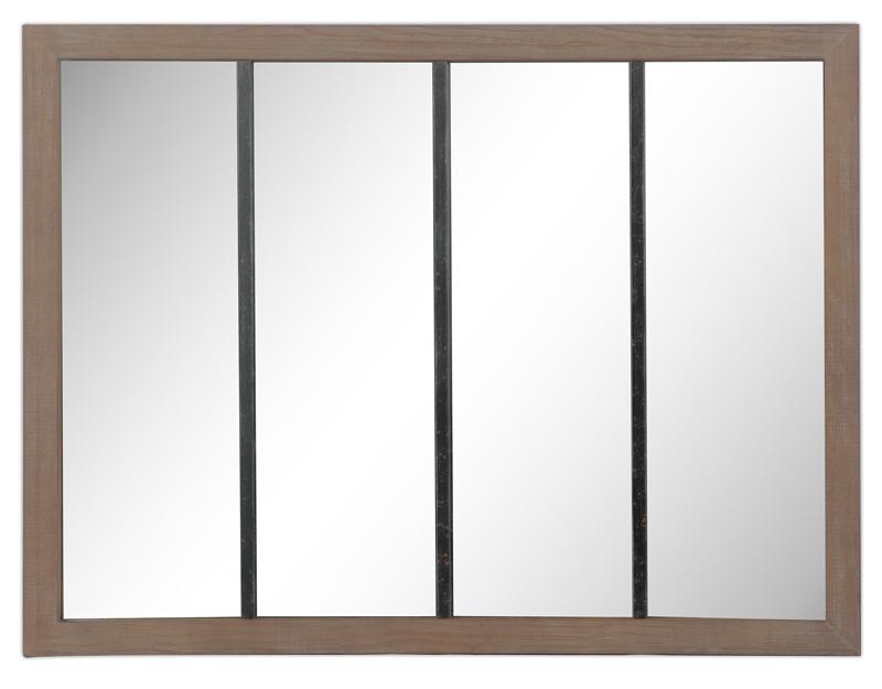 Photo n°1 du produit Miroir 4 bandes en bois et métal rouillé 90x120cm-GP516T120-0