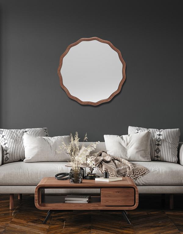 Photo n°2 du produit Miroir bois brun ondulé 60cm-GR228C60-0