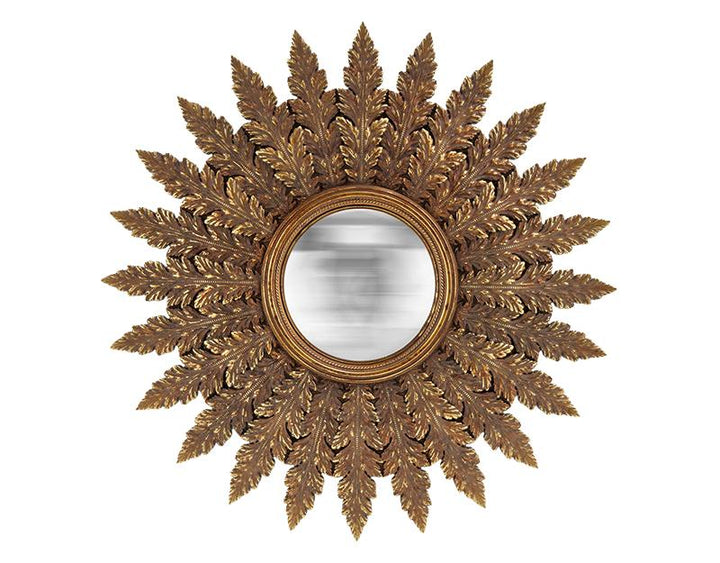 Photo n°1 du produit Miroir convexe plumes doré 40cm-GR765C40-0