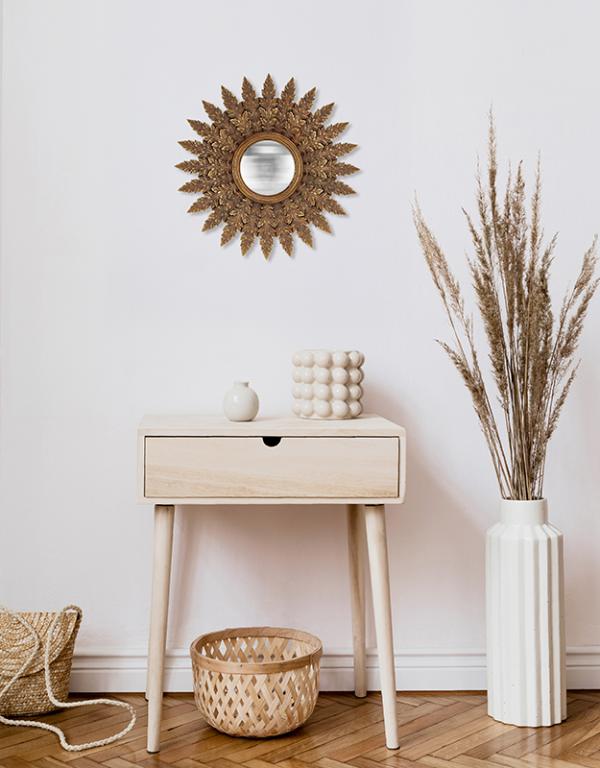 Photo n°2 du produit Miroir convexe plumes doré 40cm-GR765C40-0