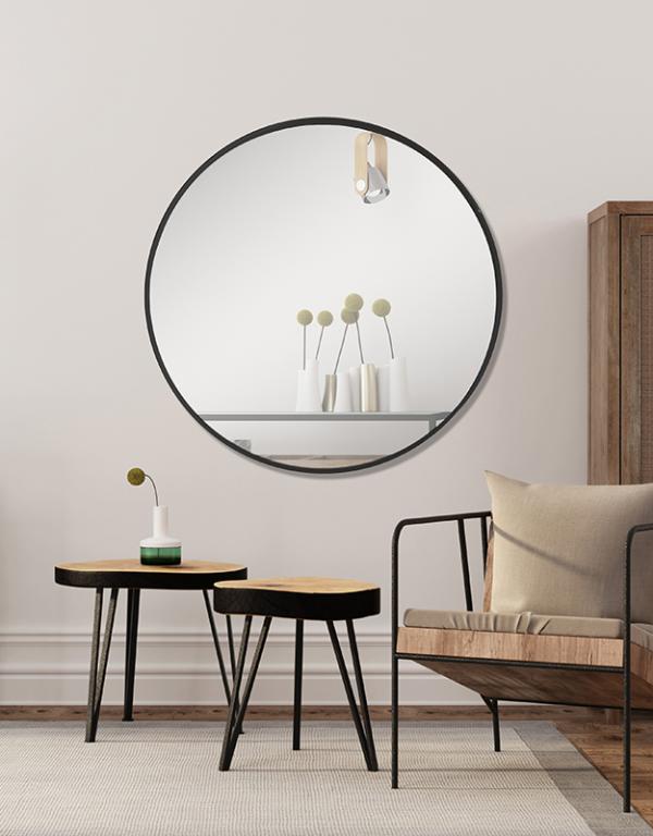 Photo n°2 du produit Miroir fin noir rond 100cm-GR419NC100-0