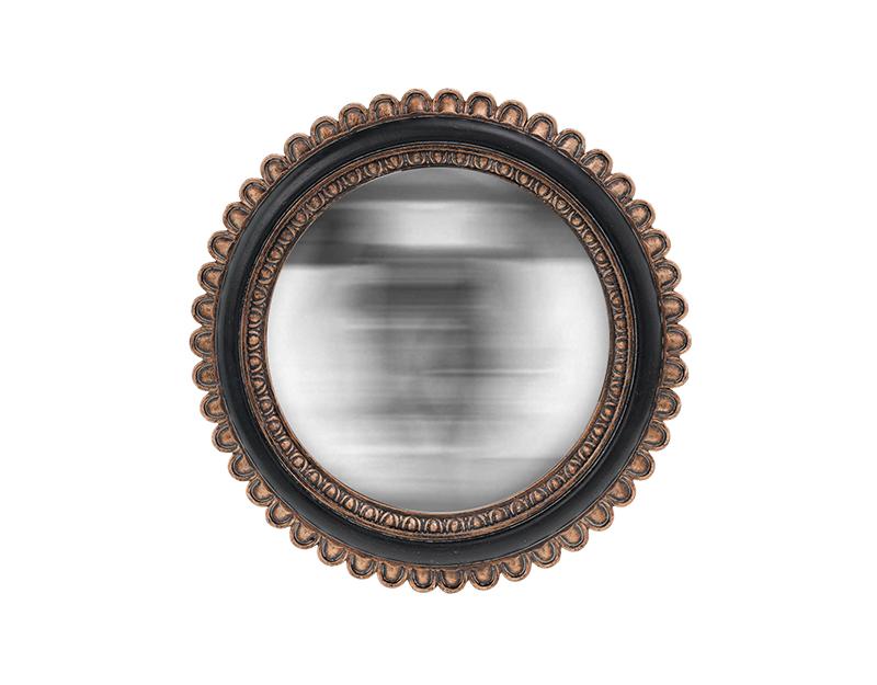 Photo n°1 du produit Miroir fleur convexe noir et doré 21.3cm-GR729C21-0