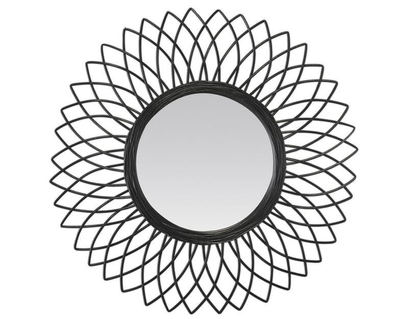 Photo n°1 du produit Miroir fleur en rotin noir 61cm-GR433C61-0