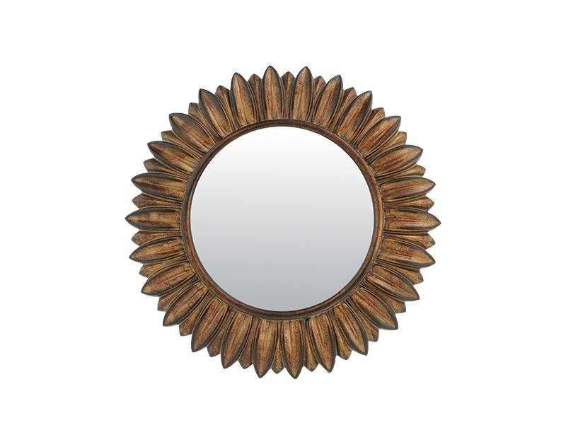 Photo n°1 du produit Miroir fleur rond doré patiné 16.4cm-GR763C16-0