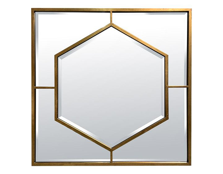 Photo n°1 du produit Miroir hexagone métal doré 80x80cm-GP471C80-0