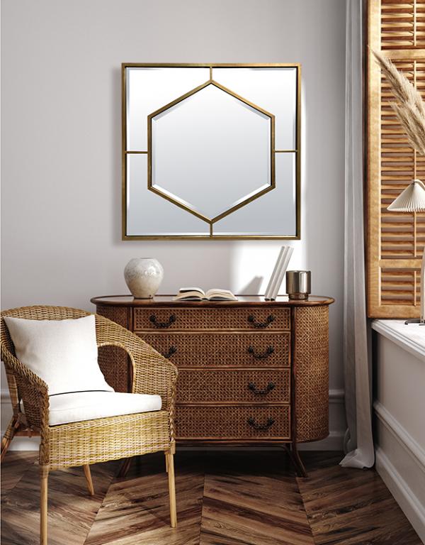 Photo n°2 du produit Miroir hexagone métal doré 80x80cm-GP471C80-0