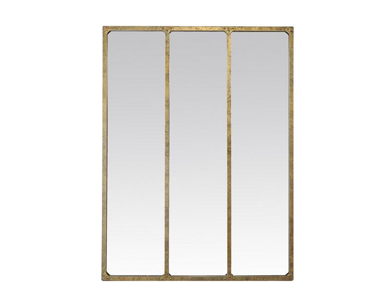 Photo n°1 du produit Miroir industriel 3 bandes métal doré 90x120cm-GP396OT120-0