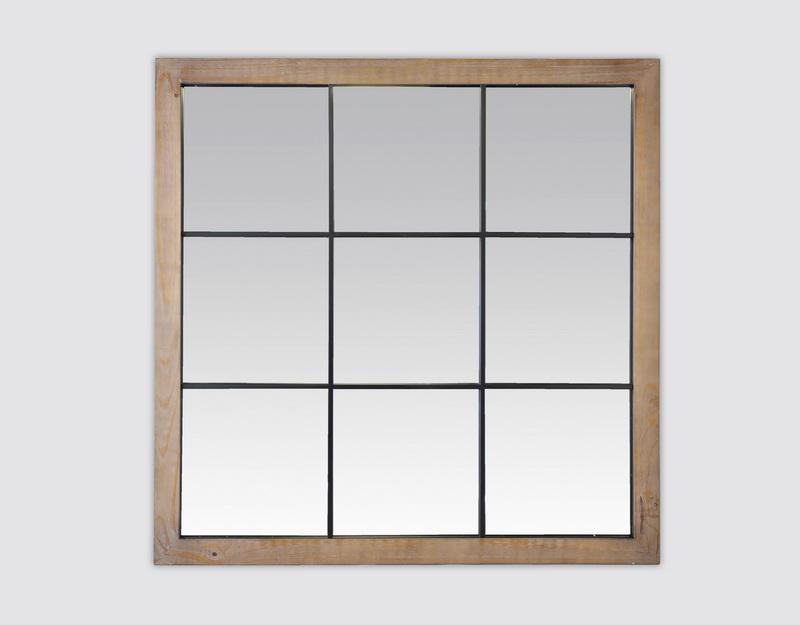Photo n°1 du produit Miroir industriel carré effet fenêtre 9 vues 100x100cm-GP894C100-0