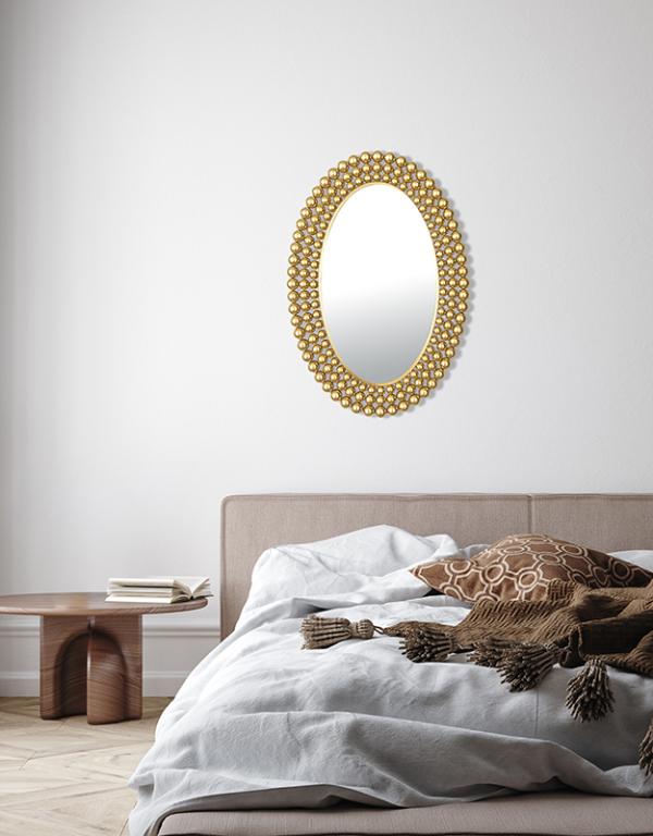 Photo n°2 du produit Miroir métal doré boules 60x89cm-GO227T89-0