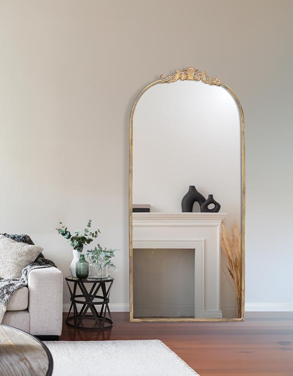 Photo n°4 du produit Miroir métal doré fronton 70x160cm-GP806T160-0