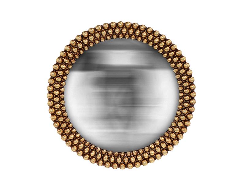 Photo n°1 du produit Miroir perles convexe doré 17.3cm-GR760C17-0