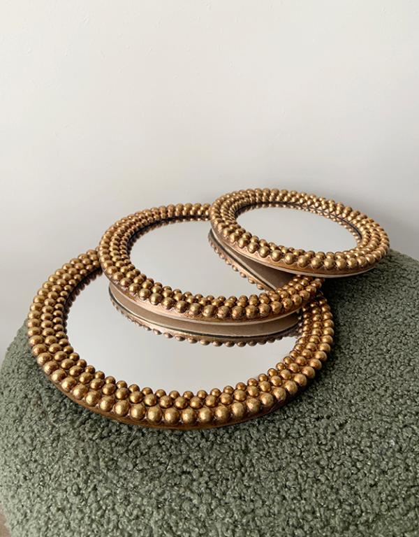 Photo n°2 du produit Miroir perles convexe doré 20.2cm-GR760C20-0