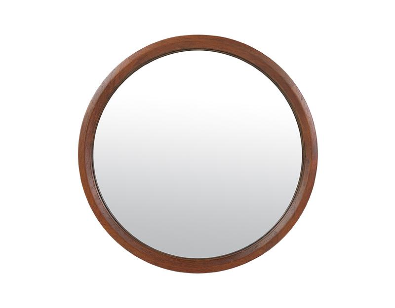 Photo n°1 du produit Miroir rond bois brun 42.5cm-GR726BC42-0