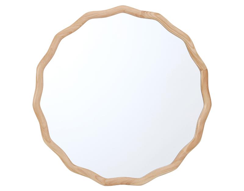 Photo n°1 du produit Miroir rond bois clair ondulé 60cm-GR228BC60-0