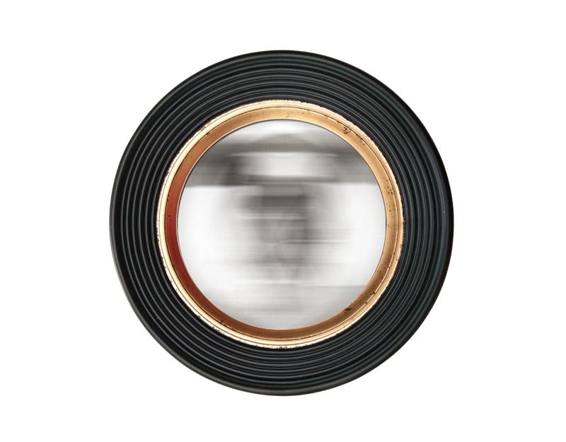 Photo n°1 du produit Miroir rond convexe noir et doré 38,5cm-GR301C38-0