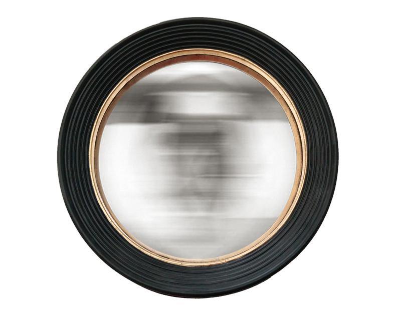 Photo n°1 du produit Miroir rond convexe noir et doré 48,5cm-GR301C48-0