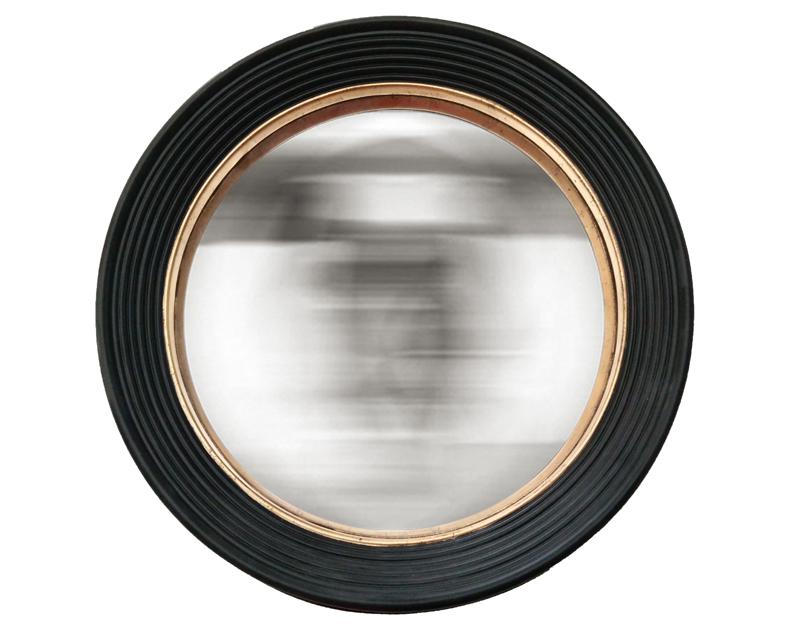 Photo n°1 du produit Miroir rond convexe noir et doré 59cm-GR301C59-0