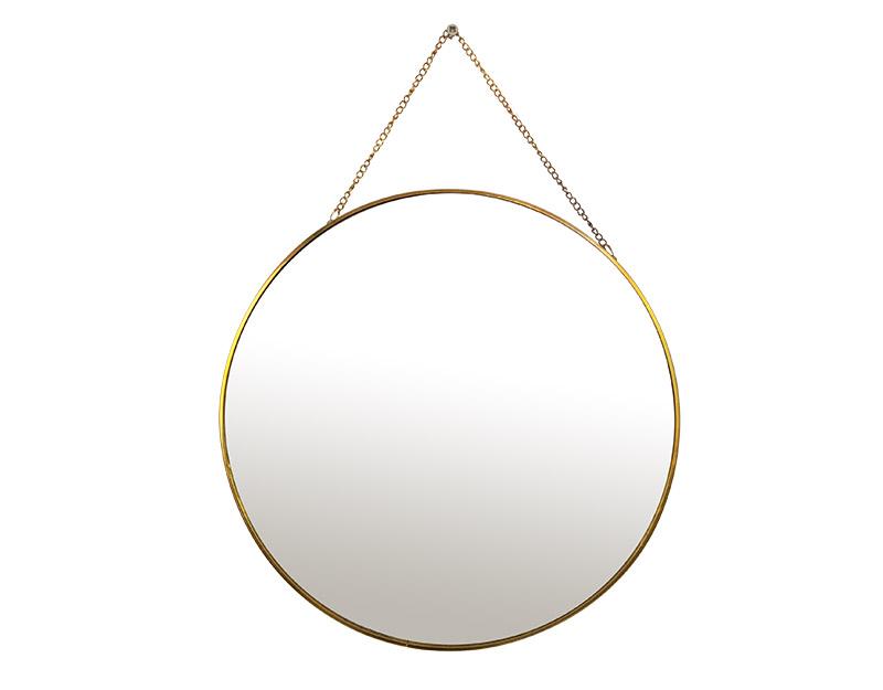 Photo n°1 du produit Miroir rond en métal doré avec chainette 30cm-GR522C30-0