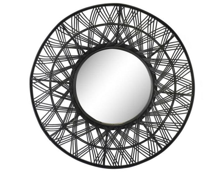 Photo n°1 du produit Miroir rond en rotin noir 80cm-GR217C80-0