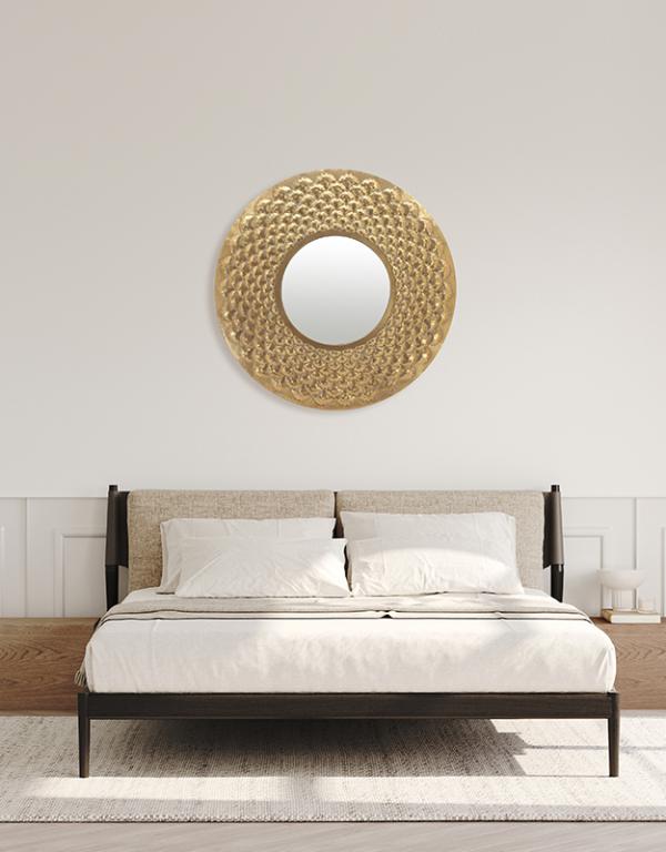 Photo n°2 du produit Miroir rond métal doré 81cm-GR229C81-0