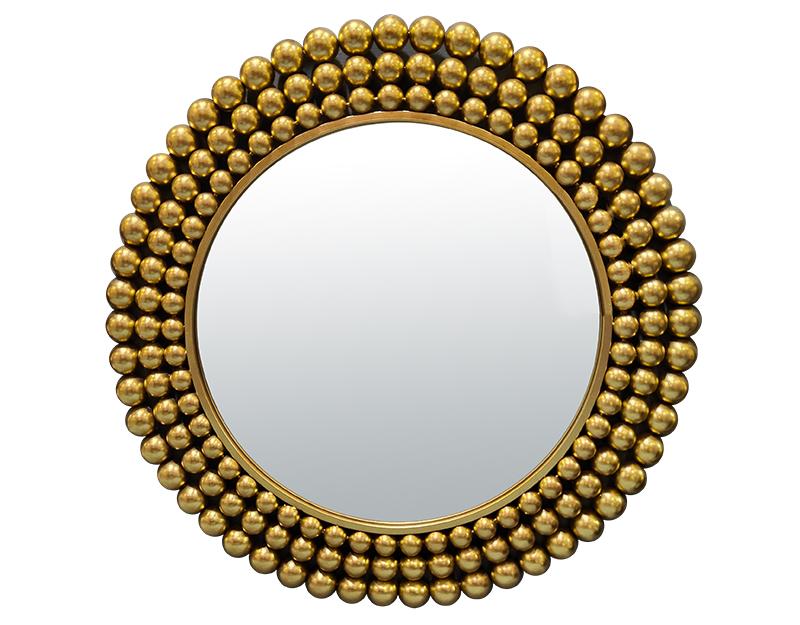 Photo n°1 du produit Miroir rond métal doré boules 70cm-GR227C70-0