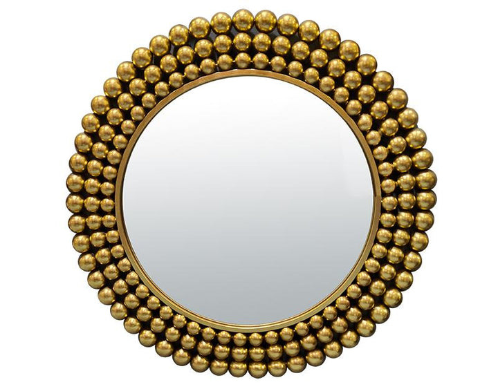 Photo n°1 du produit Miroir rond métal doré boules 70cm-GR227C70-0