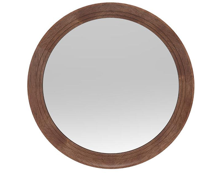 Photo n°1 du produit Miroir rond épais bois brun 76cm-GR221BC76-0