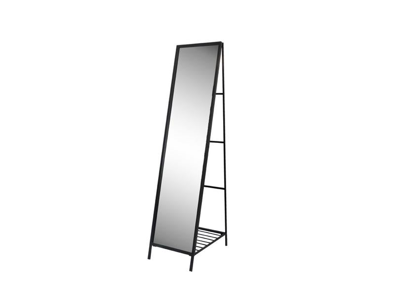 Photo n°1 du produit Miroir sur pied métal noir avec étagère 40x50x160cm-GP414T160-0