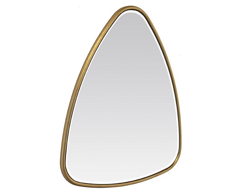Photo n°2 du produit Miroir triangle aux bords arrondis doré 42x50cm-GO117T50-0