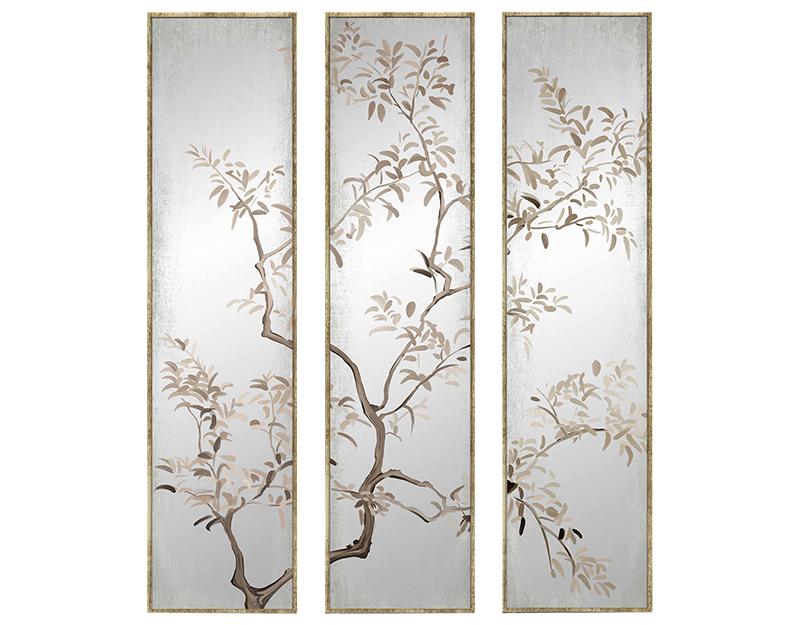 Photo n°1 du produit Miroir triptyque imprimé arbre 30x120cm-GP250TTT-0