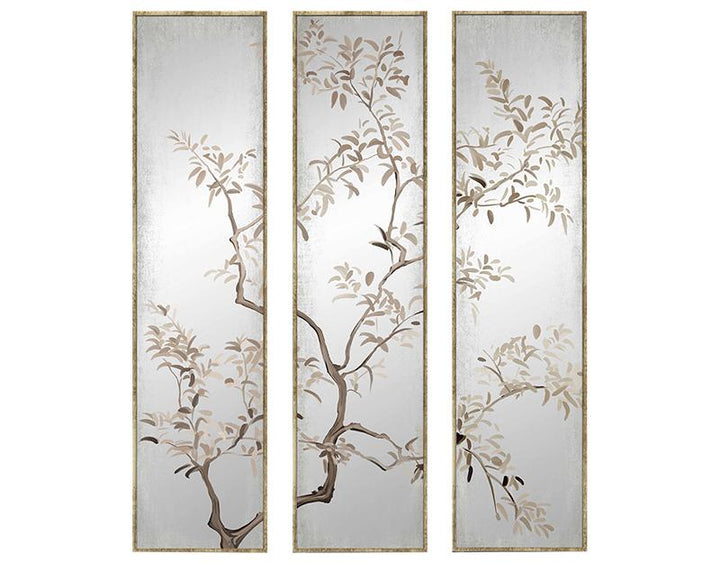 Photo n°1 du produit Miroir triptyque imprimé arbre 30x120cm-GP250TTT-0