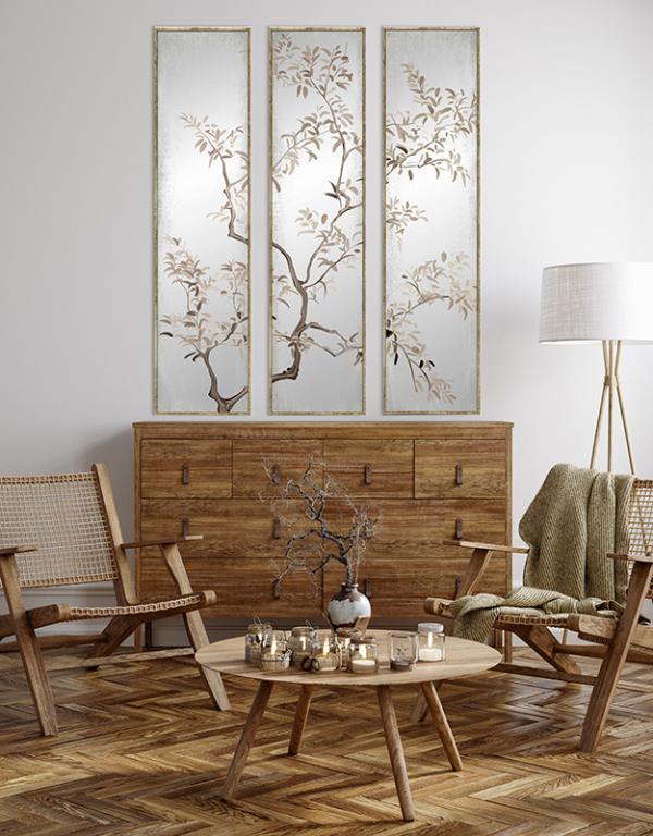 Photo n°2 du produit Miroir triptyque imprimé arbre 30x120cm-GP250TTT-0