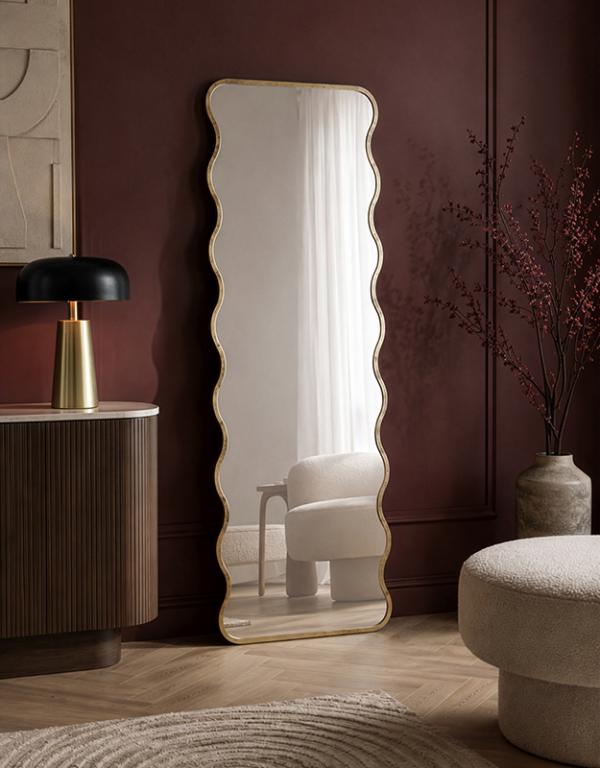 Photo n°2 du produit Miroir vagues fin métal doré 60x142cm-GP273T142-0