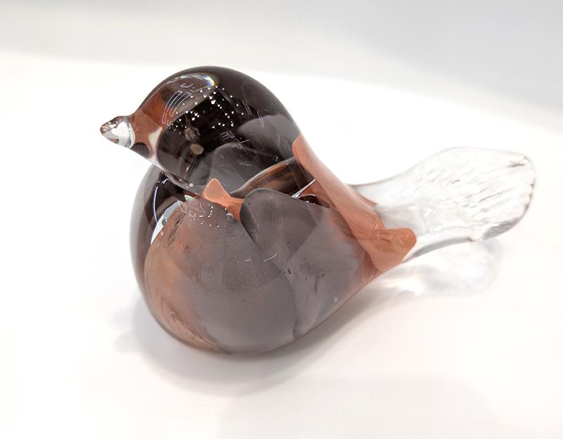 Photo n°2 du produit Oiseau en verre rose et parme 14x6,5x9cm-ST154T9-0