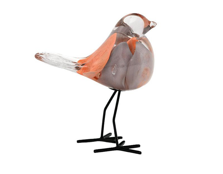 Photo n°1 du produit Oiseau en verre sur pieds rose et parme 14x8,5x16cm-ST154T16-0