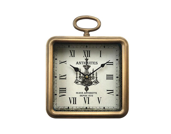 Photo n°1 du produit Petite horloge carrée métal doré 26x20cm-H348T26-0
