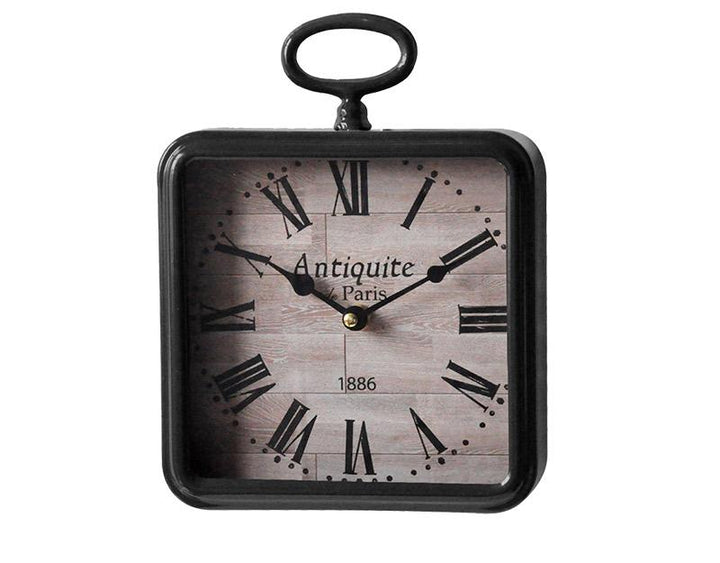 Photo n°1 du produit Petite horloge carrée métal noir 26x20cm-H350T26-0