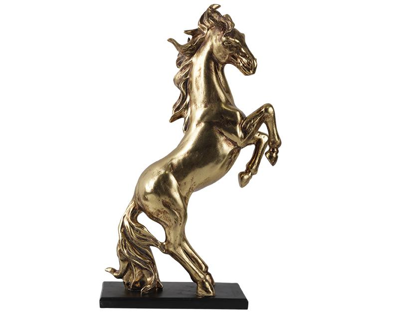 Photo n°1 du produit Statue cheval cabre noir doré 24.4x10.8x40.5cm-ST67T41-0