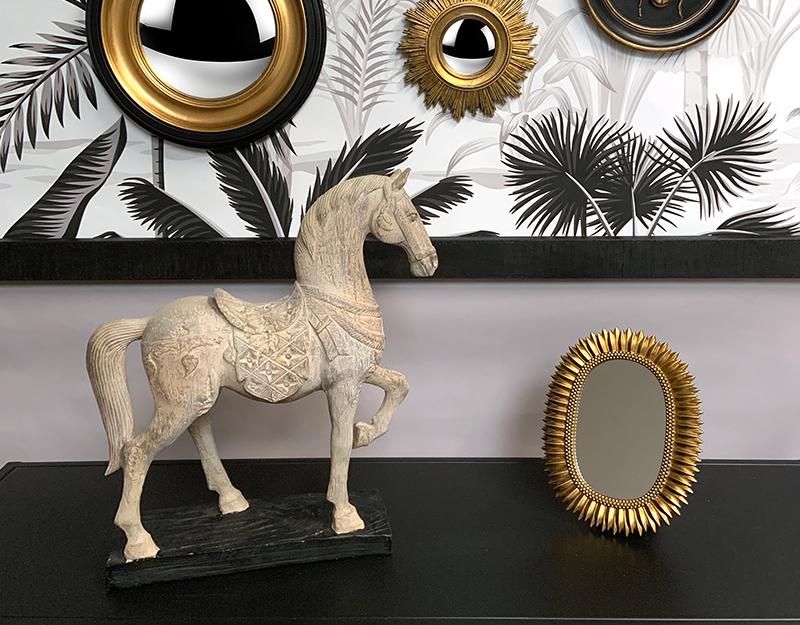 Photo n°2 du produit Statue cheval en résine effet bois 33.5x10x38.5cm-ST112T38-0