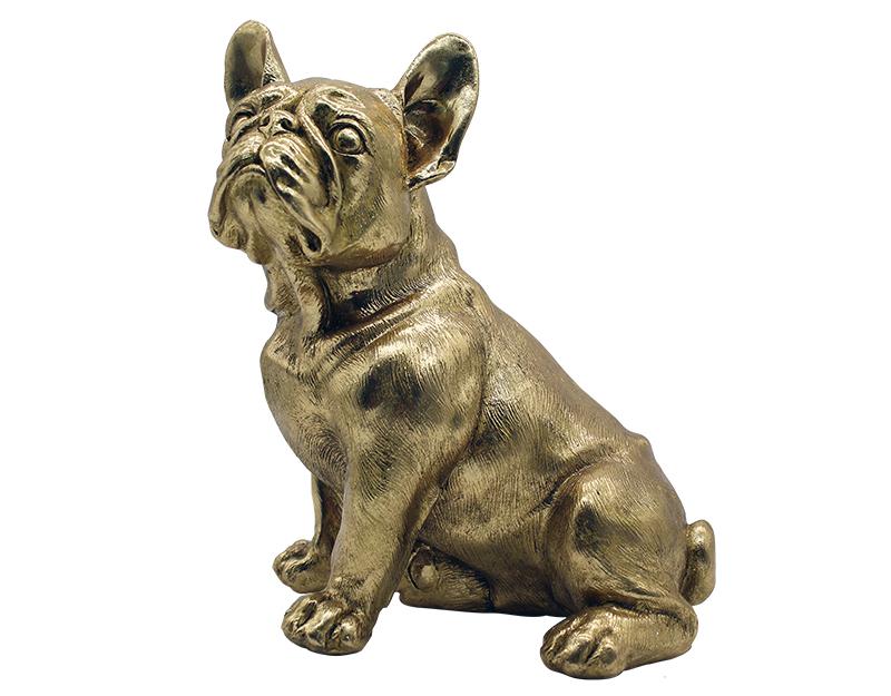 Photo n°1 du produit Statue chien bouledogue doré 24,5x27,5cm-ST66T27-0