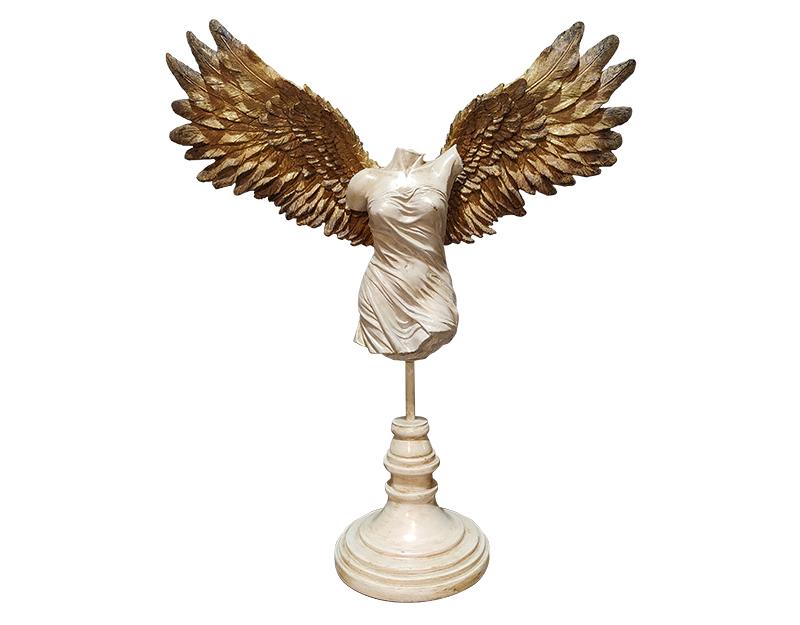 Photo n°1 du produit Statue femme ailée blanc et doré 41.5x14x45.5cm-ST101T45-0