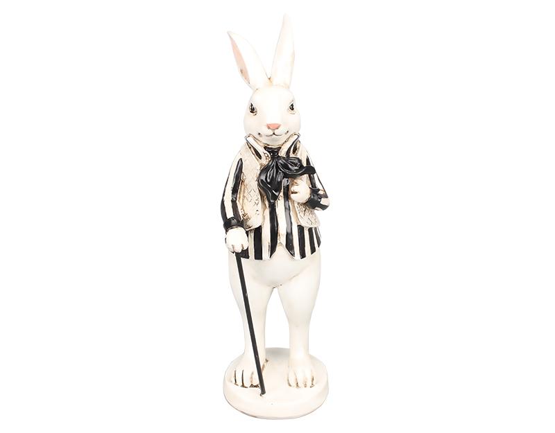Photo n°1 du produit Statue lapin canne noir et blanc 9x11x31cm-ST94T31-0