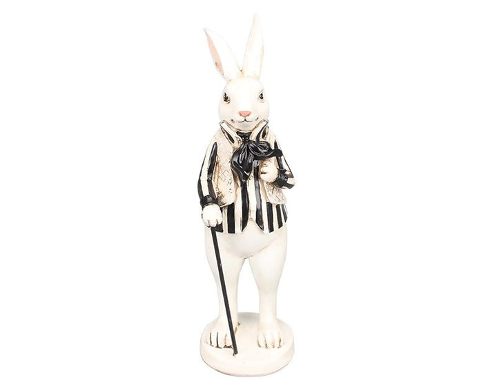 Photo n°1 du produit Statue lapin canne noir et blanc 9x11x31cm-ST94T31-0