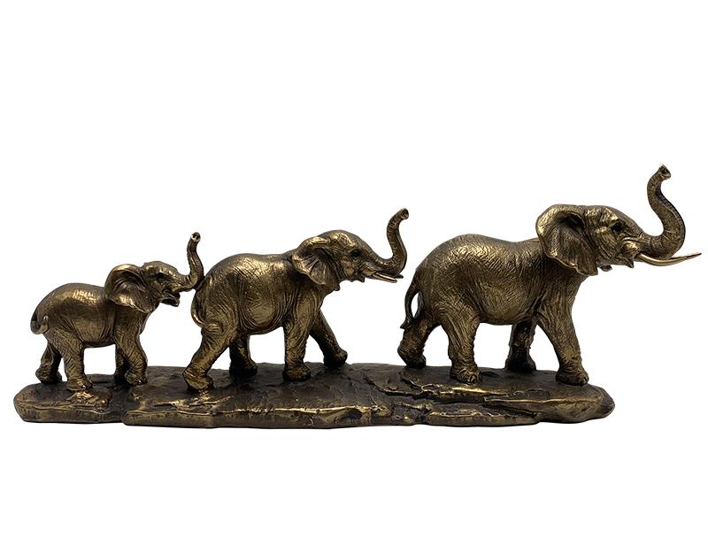 Photo n°1 du produit Statue éléphants doré vieilli 45.5x10x17cm-ST57T45-0