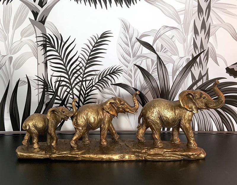 Photo n°2 du produit Statue éléphants doré vieilli 45.5x10x17cm-ST57T45-0