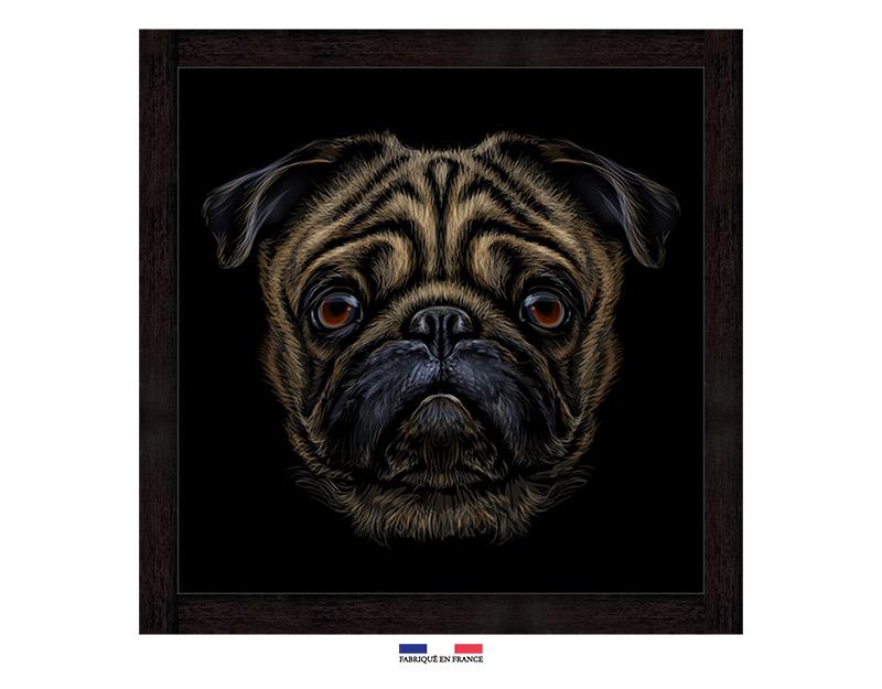 Photo n°1 du produit Toile imprimée Carlin sur fond noir PUG PAINT 60x60-J12348005-0