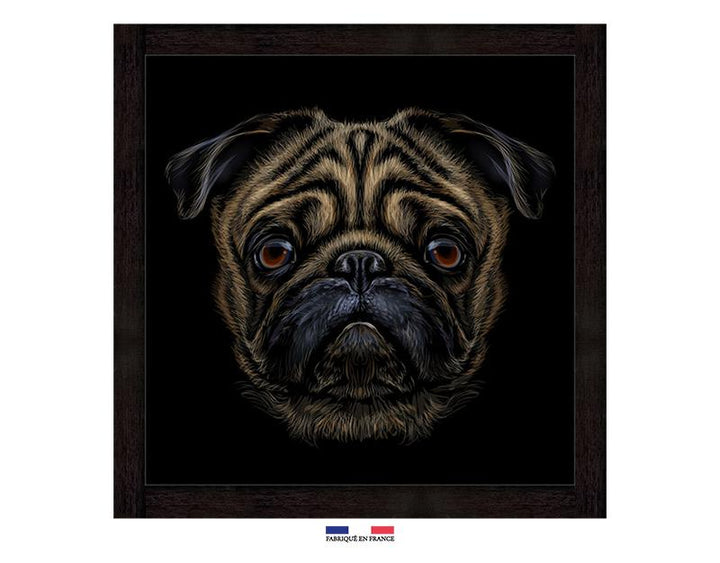 Photo n°1 du produit Toile imprimée Carlin sur fond noir PUG PAINT 60x60-J12348005-0