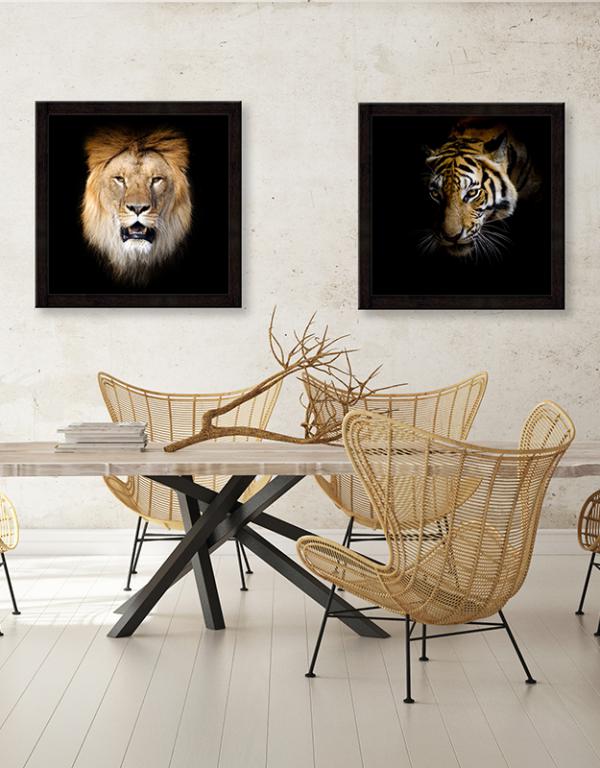 Photo n°2 du produit Toile imprimée lion sur fond noir 60x60-J12348002-0