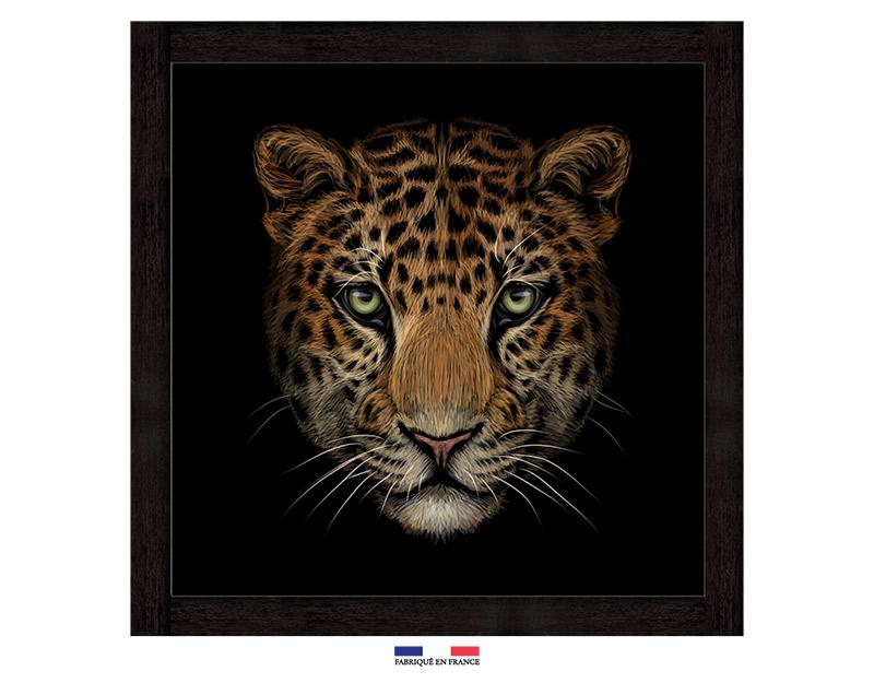 Photo n°1 du produit Toile imprimée léopard sur fond noir LEOPARD PAINT 80x80-K12348004-0