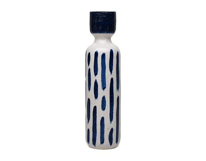 Photo n°1 du produit Vase céramique motif bleu 9x34.5cm-636T34-0